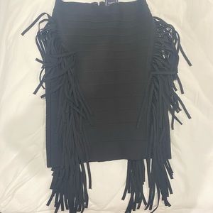Herve Leger black fringe skirt